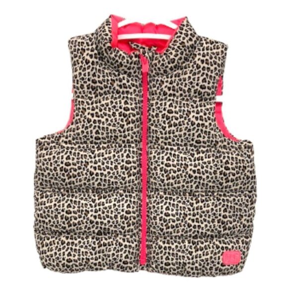 GAP Leopard‎ Print Pink Accented Toddler Puffer Vest Size  2T - Picture 1 of 8
